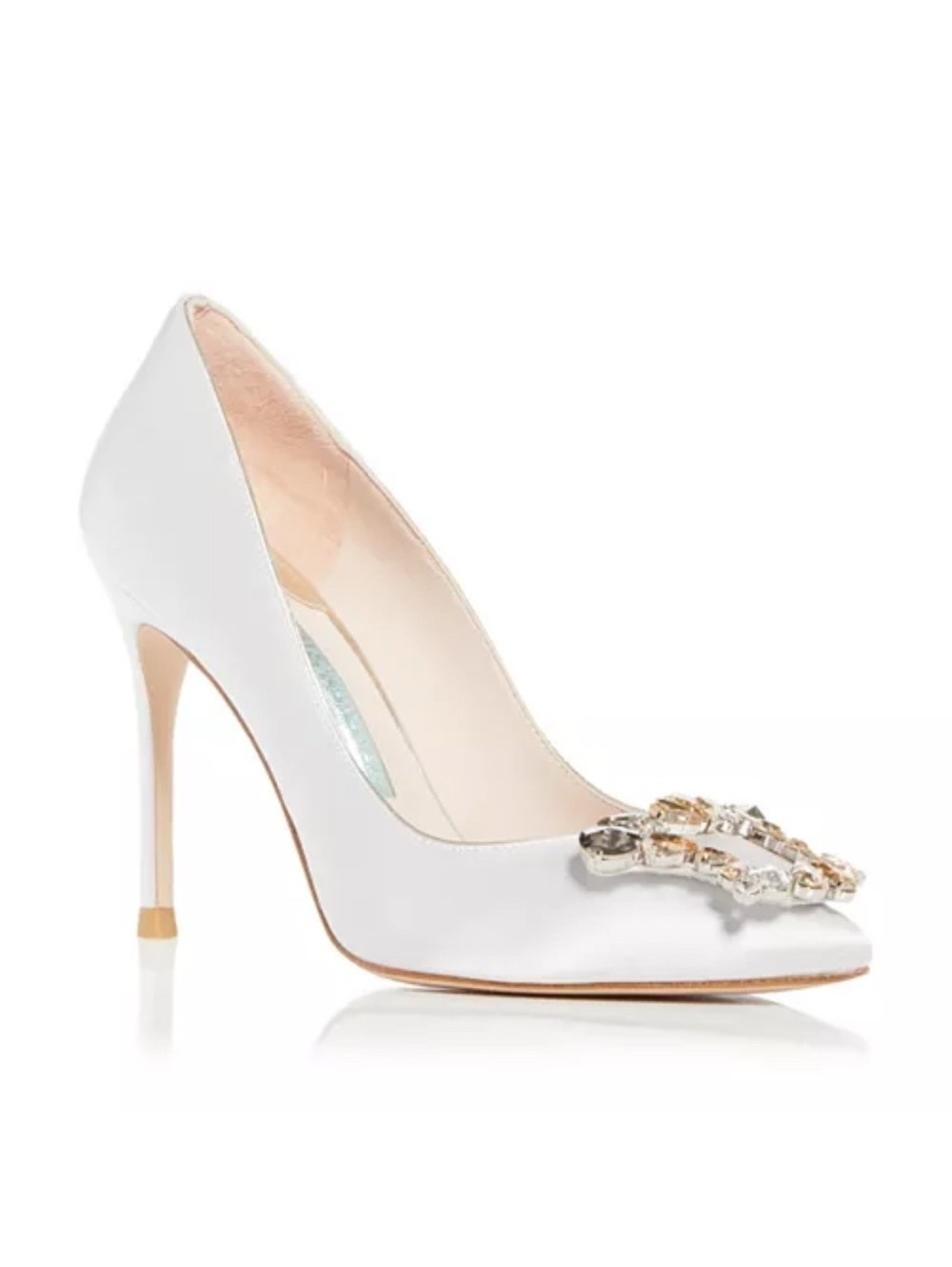 Sophia Webster Margaux Embellished Pointed Toe Pumps in Ivory Satin, Size 38 NEW
